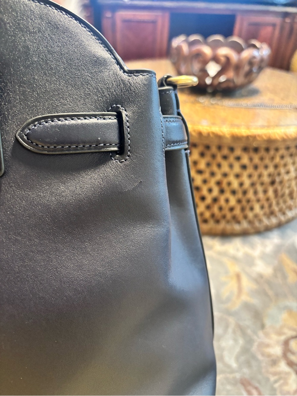 Coach Empire 40 Navy Leather Satchel with Gold Hardware - Picture 6 of 14